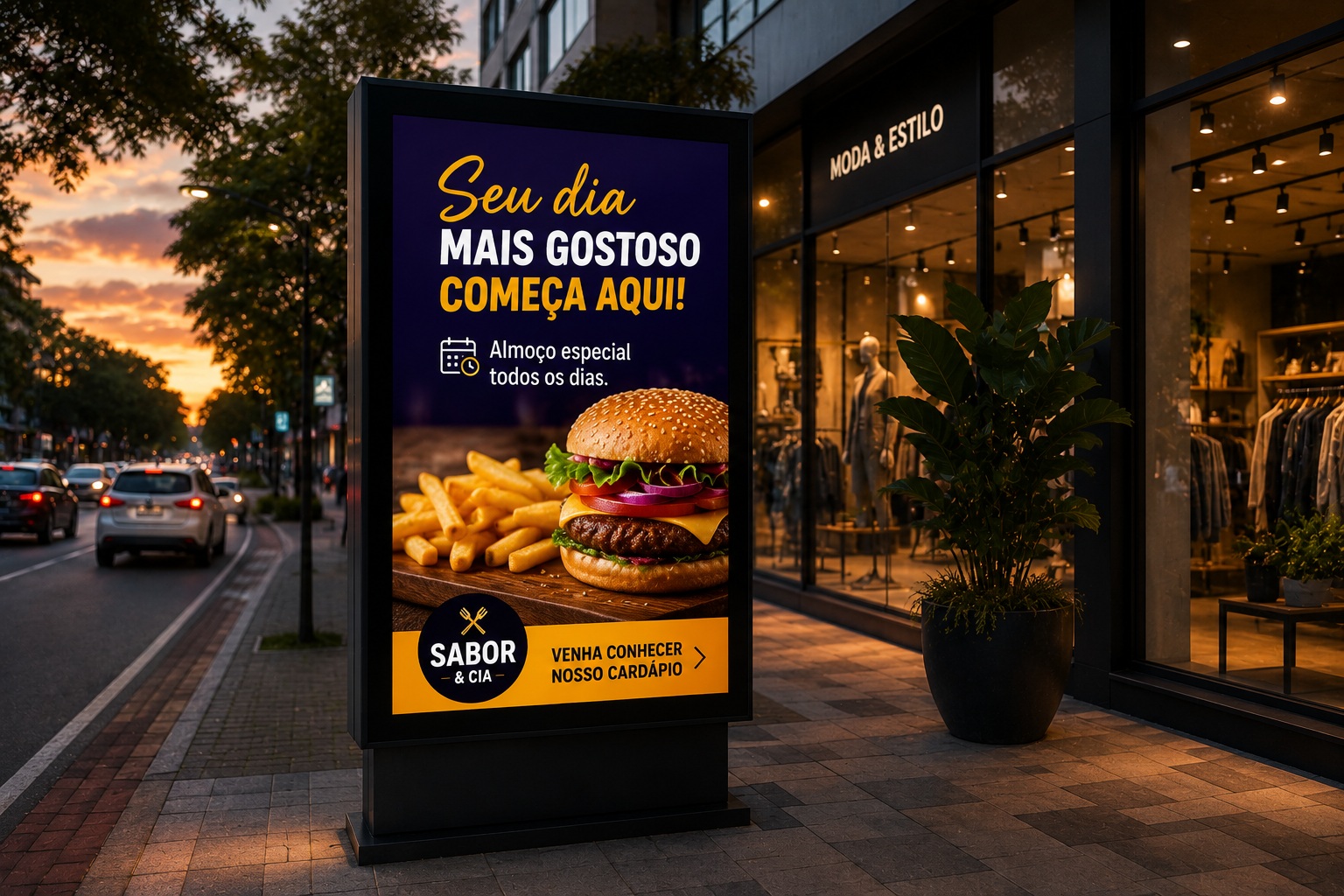 Painel digital instalado em ponto comercial